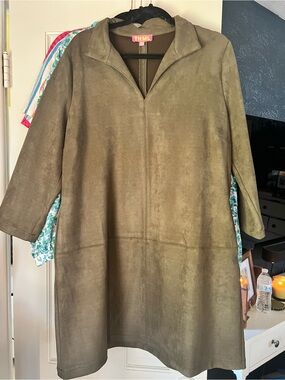 THML Olive Suede-Look Dress